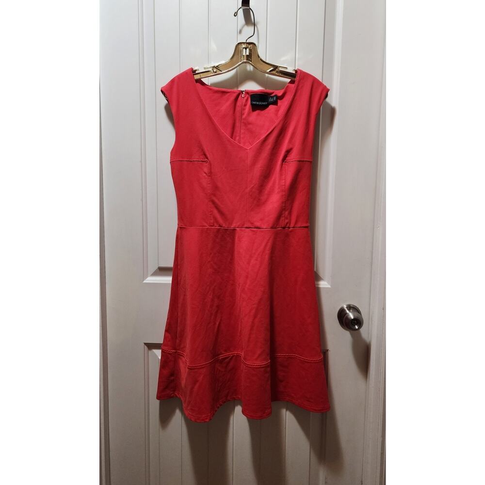 Cynthia Rowley Women's Spring Summer Sleeveless Fit Flare Dress Coral Red Size M
